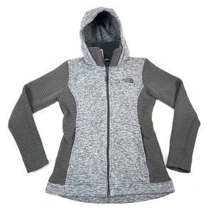 Womens The North Face Fitted Jacket  Full Zip Hoodie Coat Fleece Grey Heather